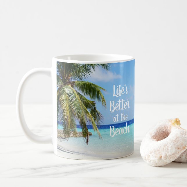 Das Leben ist besser am Strand Kaffeetasse (Mit Donut)