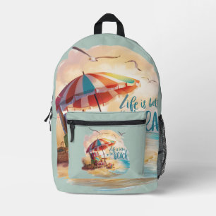 Das Leben ist besser am Strand - Küstenästhetik Bedruckter Rucksack
