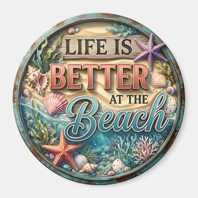 Das Leben ist besser am Strand Magnet (Vorne)