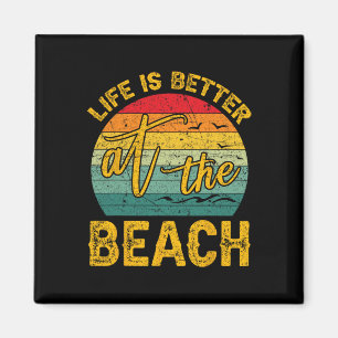 Das Leben ist besser am Strand Retro Palmen Sommer Magnet