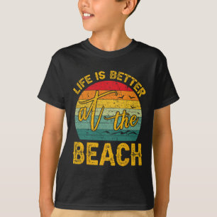 Das Leben ist besser am Strand Retro Palmen Sommer T-Shirt