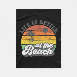 Das Leben ist besser am Strand Retro Sommerferien Fleecedecke