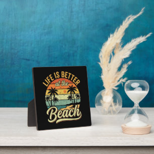 Das Leben ist besser am Strand Retro Sommerurlaub Fotoplatte