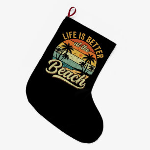 Das Leben ist besser am Strand Retro Sommerurlaub Großer Weihnachtsstrumpf