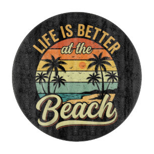 Das Leben ist besser am Strand Retro Sommerurlaub Schneidebrett