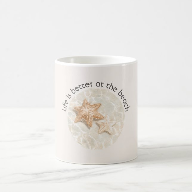 Das Leben ist besser am Strand Seestern Kaffeetasse (Mittel)