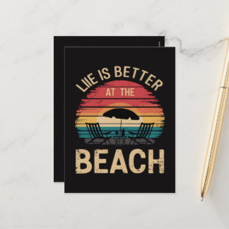 Das Leben ist besser am Strand Sommerferien Stimmu Feiertagspostkarte