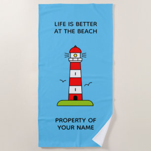 Das Leben ist besser am Strand, süßer Leuchtturm-T Strandtuch