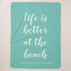 Das Leben ist besser am Strand trendy Türkisblau Sherpadecke
