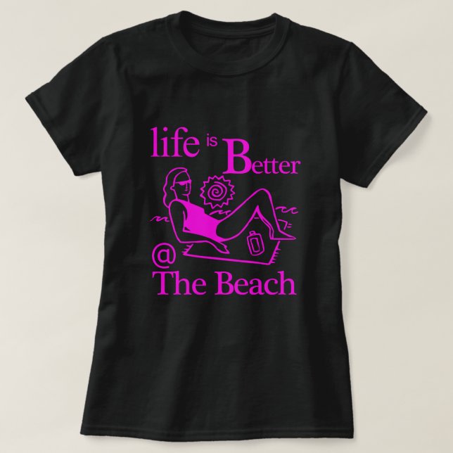 Das Leben ist besser am Strand Woman on Beach Hand T-Shirt (Design vorne)