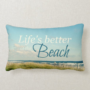 DAS LEBEN IST BESSER AM STRANDSTRAND FOTO PILLOW LENDENKISSEN