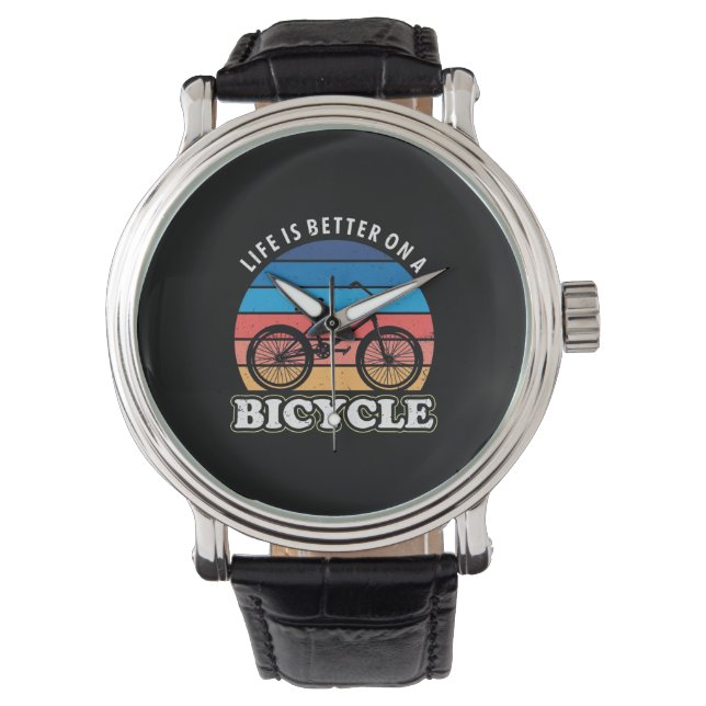 Das Leben ist besser auf dem Fahrrad Armbanduhr (Vorderseite)