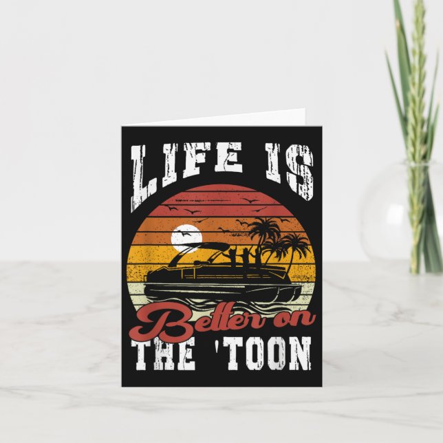 Das Leben ist besser auf dem Toon Pontoon Boot Cap Karte (Vorderseite)