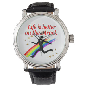 DAS LEBEN IST BESSER AUF DEM TRACK-RUNNER-DESIGN ARMBANDUHR