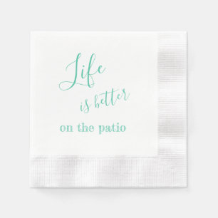 Das Leben ist besser auf der Patio Meer grün geprä Serviette