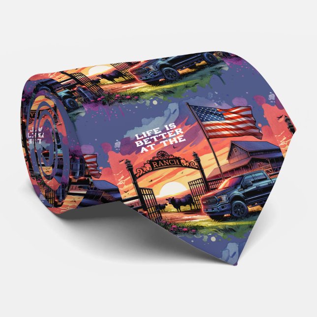 Das Leben ist besser auf der Ranch Krawatte (Gerollt)