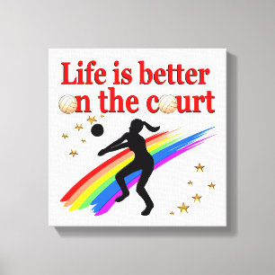 DAS LEBEN IST BESSER AUF DER VOLLEYBALLPLANUNG DES LEINWANDDRUCK