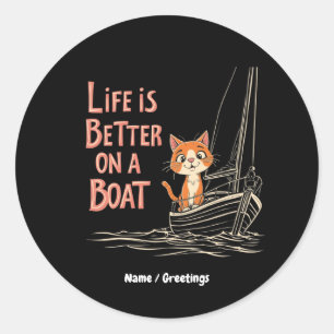 Das Leben ist besser auf einem Boot Katamaran Sege Runder Aufkleber