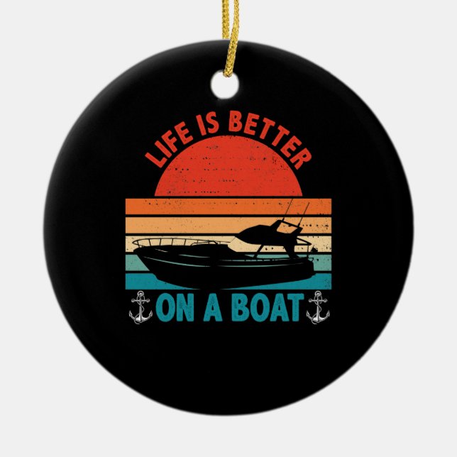 Das Leben ist besser auf einem Bootsanleger Keramik Ornament (Vorne)