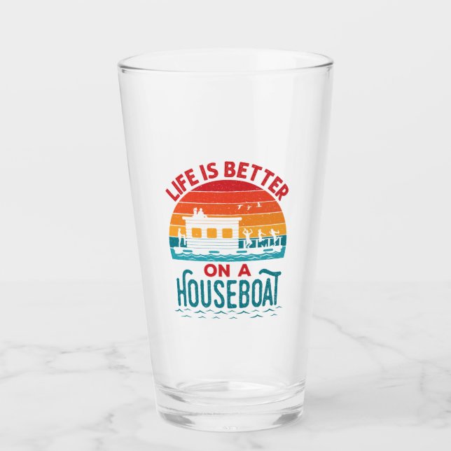 Das Leben ist besser auf einem Housebootboot Glas (Vorderseite)