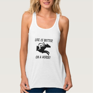 Das Leben ist besser auf einem Reiten Jockey-Logo  Tank Top