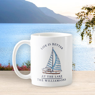 Das Leben ist besser bei der Blue Sailboat Family Kaffeetasse