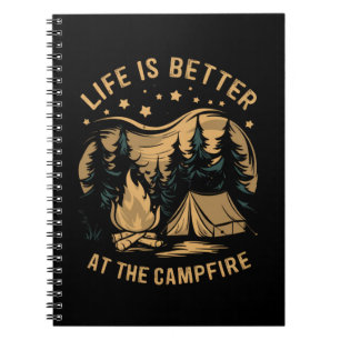 Das Leben ist besser beim Lagerfeuer Camper Campin Notizblock