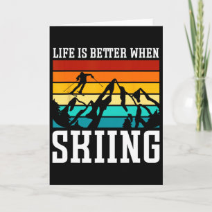 Das Leben ist besser beim Skifahren - Retro Ski Fu Karte