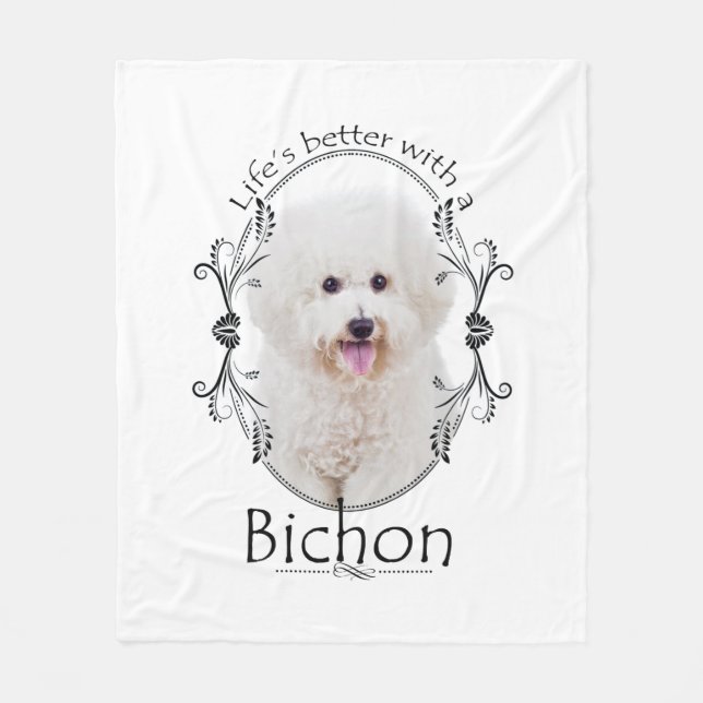 Das Leben ist besser Bichon Fleece Blanket (Vorderseite)