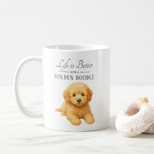 Das Leben ist besser goldener Doodle Kaffeetasse
