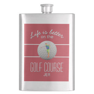 Das Leben ist besser Golf polygonaler Golfer Initi Flachmann