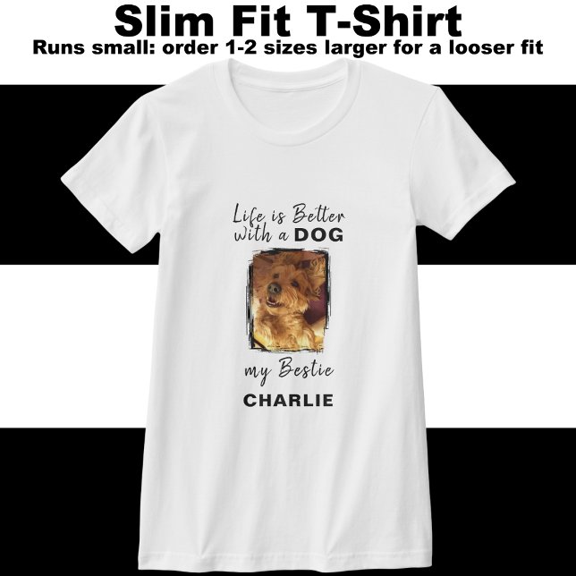 Das Leben ist besser Hund Foto Name schwarz T-Shirt (Von Creator hochgeladen)