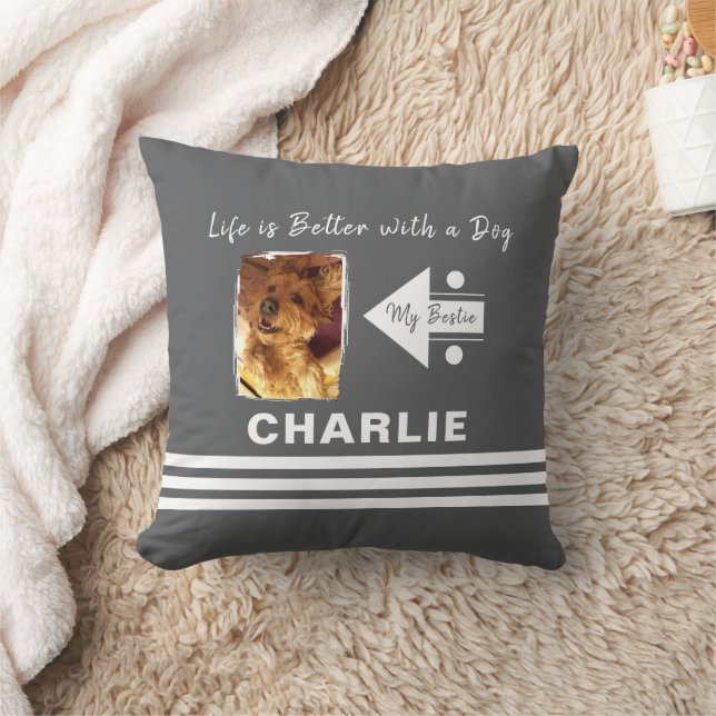 Das Leben ist besser Hund hinzufügen Foto-Namen gr Kissen (Decke)