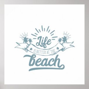 Das Leben ist besser im Beach Word Art Poster