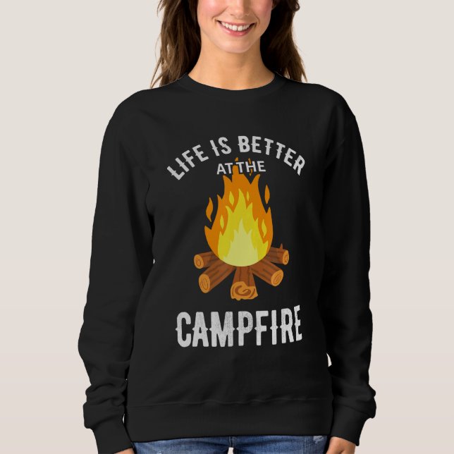 Das Leben ist besser im Campfire Camping Adventure Sweatshirt (Vorderseite)