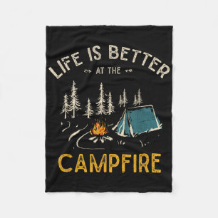 Das Leben ist besser im Campfire Funny Camper Camp Fleecedecke