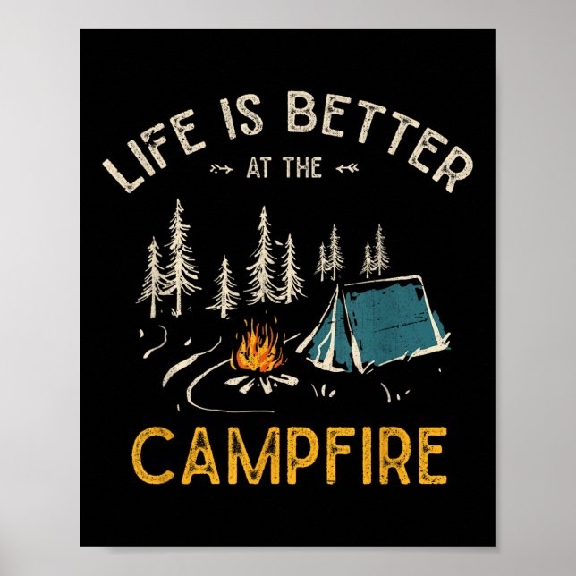 Das Leben ist besser im Campfire Funny Camper Camp Poster (Vorne)