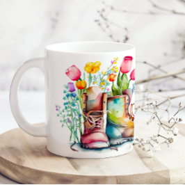 Das Leben ist besser im Garten Blumenstiefel Kaffeetasse
