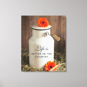 Das Leben ist besser im Land Zitat mit Milch kann Leinwanddruck