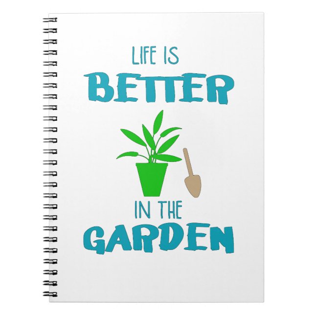Das Leben ist besser im T - Shirt des Gartens Notizblock (Vorderseite)