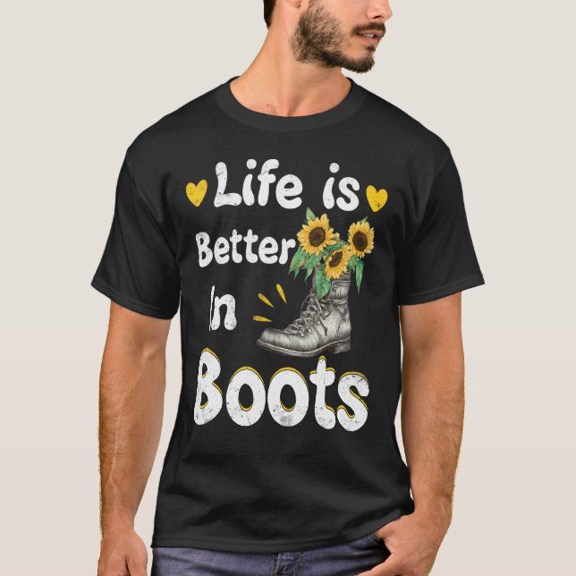 Das Leben ist besser in Boots Country Cowgirl Mädc T-Shirt (Vorderseite)