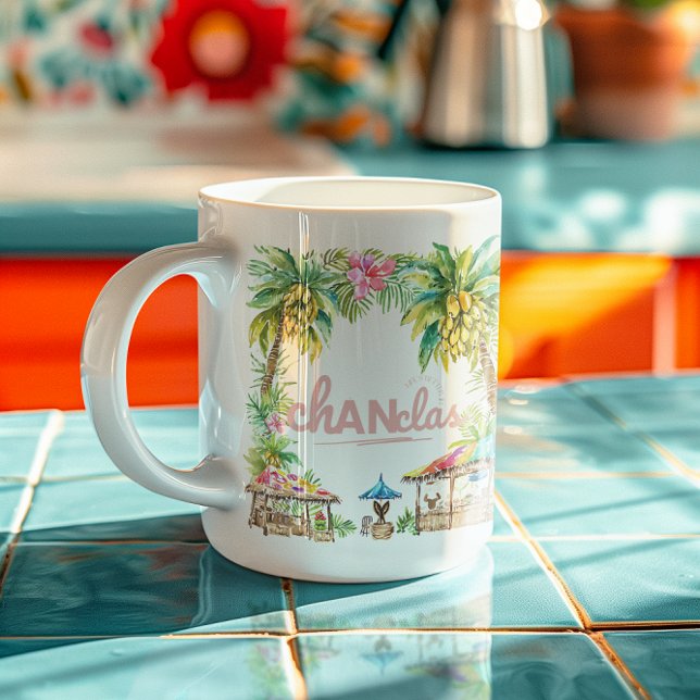 Das Leben ist besser in Chanclas Tropical Palm Tre Kaffeetasse (Von Creator hochgeladen)