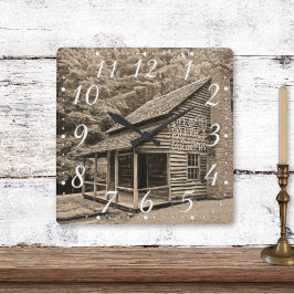 Das Leben ist besser in der alten Berghütte des La Quadratische Wanduhr