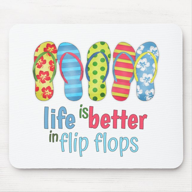 Das Leben ist besser in Flip Flops farbenfroh Nied Mousepad (Vorne)