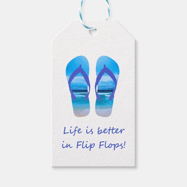 Das Leben ist besser in Flip Flops Fun Beach Zitat Geschenkanhänger (Vorderseite)