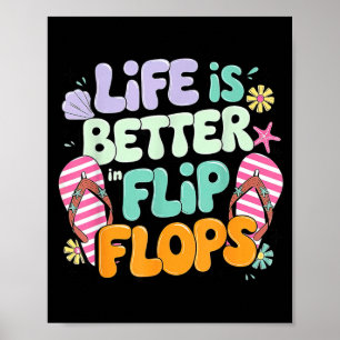 Das Leben ist besser in Flip Flops Retro Sommer St Poster
