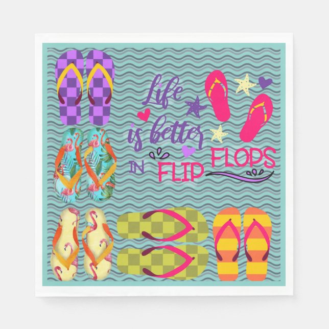 Das Leben ist besser in Flip Flops Serviette (Vorderseite)