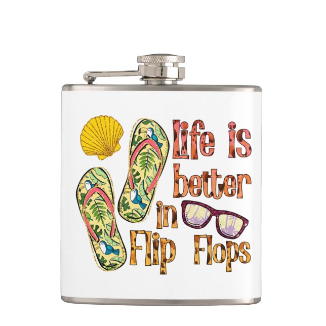 Das Leben ist besser in Flip Flops | Summer Vibes Flachmann (Vorderseite)