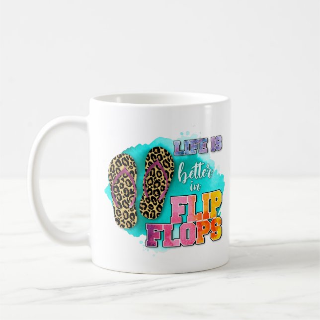Das Leben ist besser in Flip Flops-Tasse Kaffeetasse (Links)