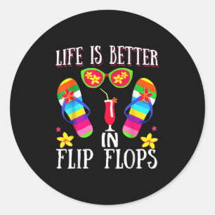 Das Leben ist besser in Flipflops Sommer Flip Flop Runder Aufkleber